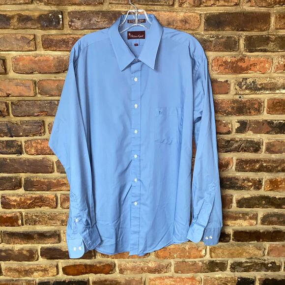 Etienne Aigner Blue Long Sleeve Button Down Dress Shirt Men's Size 17 34/35 - Picture 1 of 5